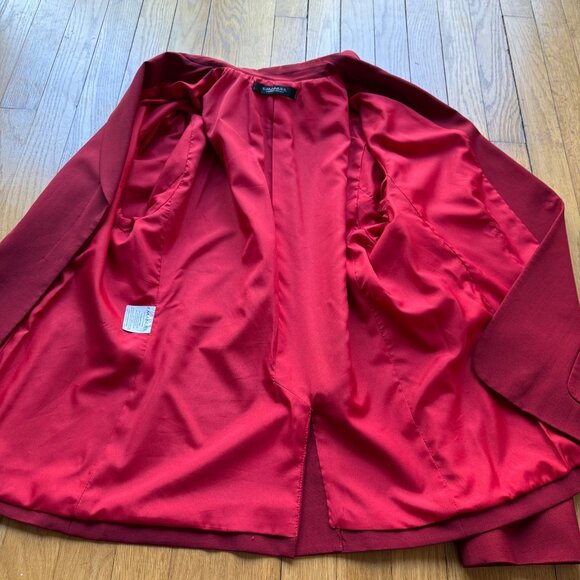 Emanuel Ungaro Size M Red Wool Mohair Blend Single Breasted Blazer Jacket - Picture 3 of 16